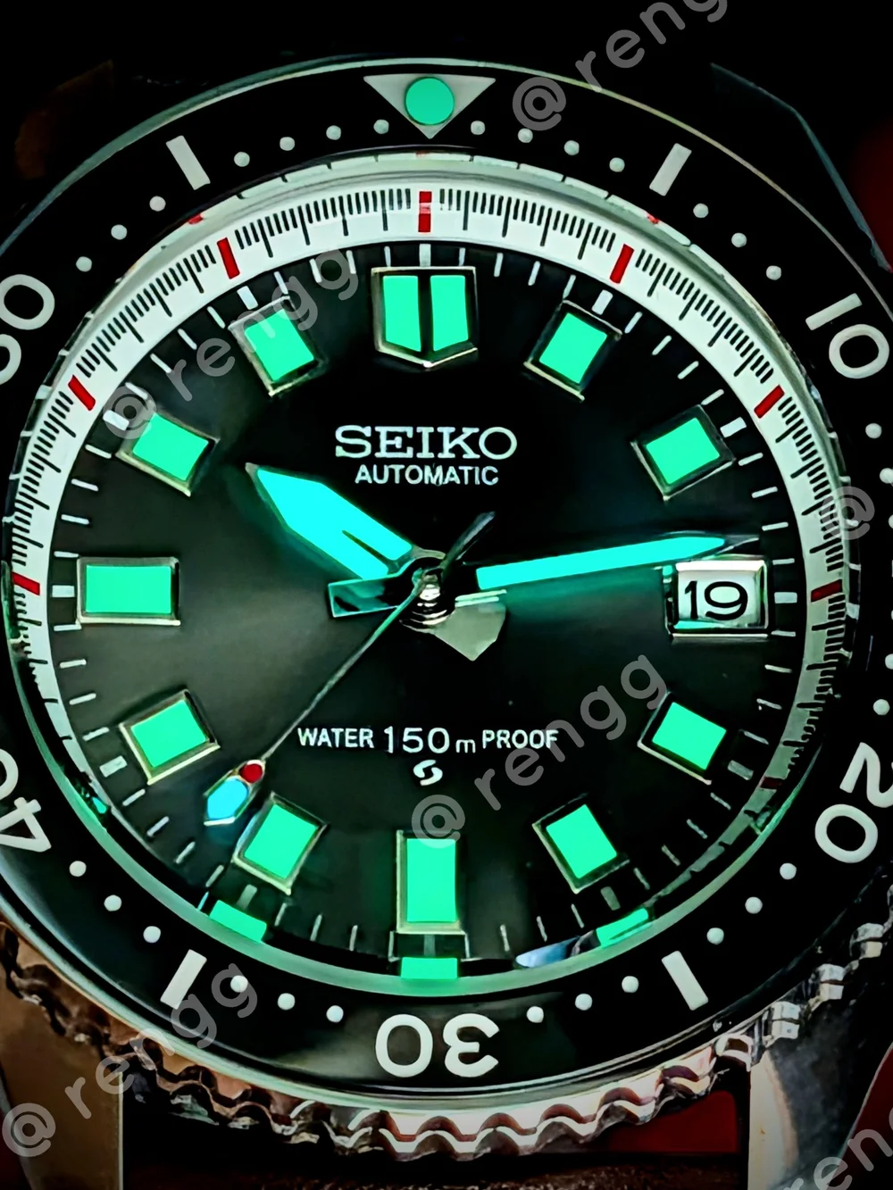 42mm Seiko Black Dial Automatic Diver Mod Watch Sapphire  Brown Leather Strap